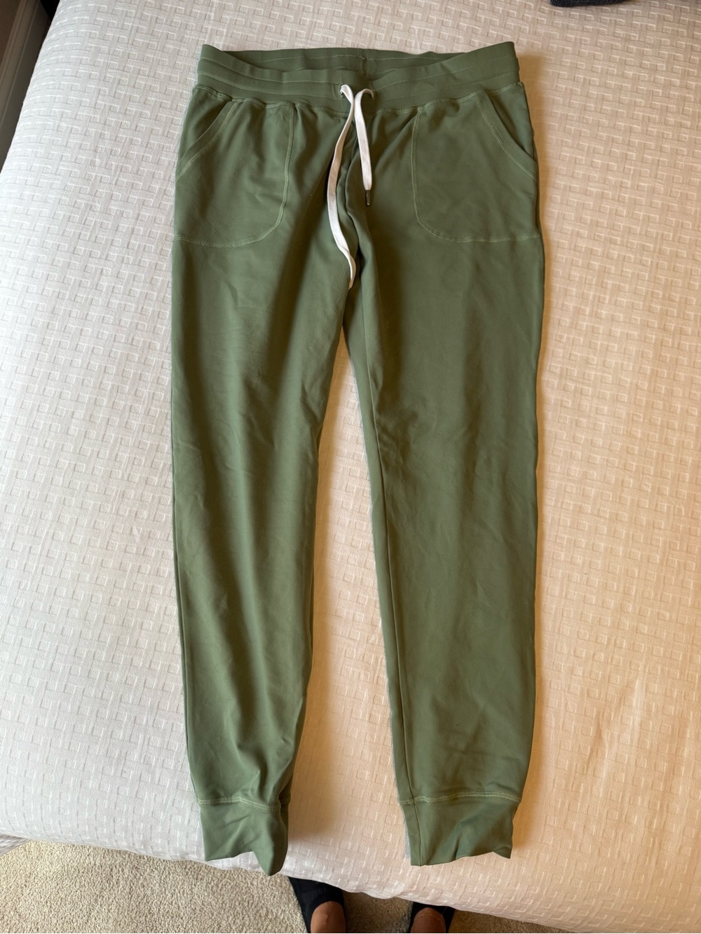 ZYIA Olive Green Drawstring Joggers with White Cord